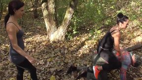 Riding the old pet in the forest