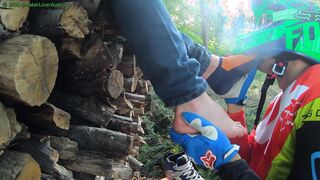 Take off DC boots of ash-blonde teenie stud