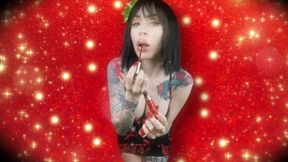 A special moment under the mistletoe - Sensual, Lipstick fetish, Kissing fetish, Lip fetish , CHRISTMAS