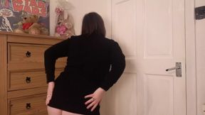 Striptease in Black Woollen minidress