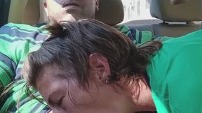 Sloppy Deepthroat Gagging in Car Backseat - MILF Swallows Every Drop