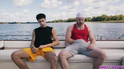 Angel Elias and Marcus McNeil masturbating and fucking each other on boat