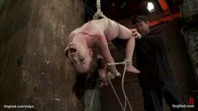 Slave in back breaking hogtie screwed