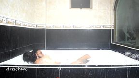 taking a relaxing bath in a jacuzzi
