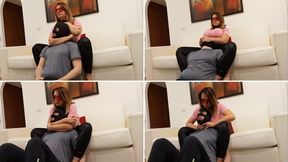 105 - Neck squeezing and handsmother in living room - POV2