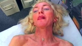 Busty Mature Blonde Creampied and Fingers Dripping Pussy