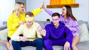 Stepsisters Blindfolded and Fucked by Each Other'_s Stepbrothers - Swapsister