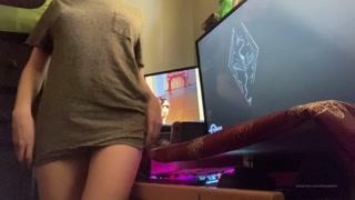 Short Haired Tomboy Spanks Ass Red With Paddle and Masturbates