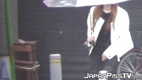 Japanese ladies lose control in public restroom