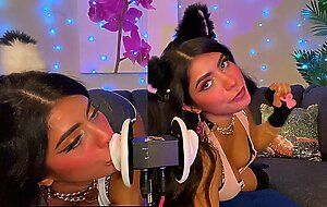 ASMR TWO Cats Flirt and Lick Your Ears with Eye Contact layered  sounds - CorneliustheCat ASMR