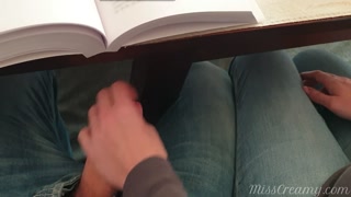 Teacher jerks off a student's cock in university class until he cums - MissCreamy