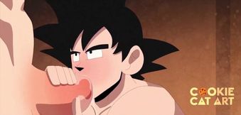 Goku and Vegeta blowjob duel ends with cum drenched mouths
