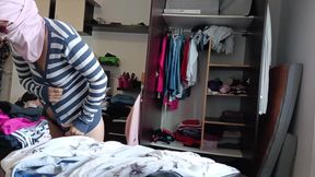 Amateur Woman Has Fun Trying on Clothes and Cutting Them