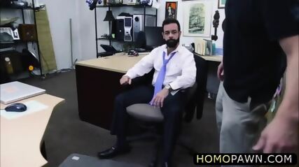 Hot Pawnshop Staff Sucked Off His Mature Costumer Dick And Gets Ass Fucked