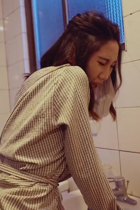 Chinese horny couple can&#039;t wait till they get back home, so they fuck in the public bathroom -Perv Milfs n Teens