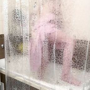 Taking a shower Eva Borisova filmed on a camera out of the corner