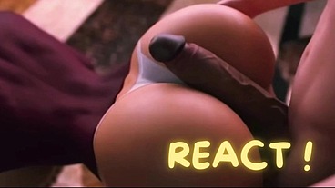 React: Hard dick fucking a busty milf and creampie