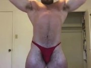 Bodybuilder Flexing in Revealing Posing Trunks OnlyfansBeefBeast