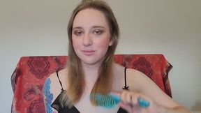 Brushing Messy Hair and Putting Lipstick