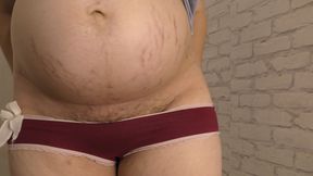 Lover start to rubbing ovew hotwife ass until he cums inside her panties, on her big ass and pregnant belly! - Milky Mari