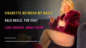 New Lingerie Reveal on the Sofa – Matching Mini Fur Coat & Gold Louboutins While Smoking 100s – Showing Off Every Detail in My British Accent Throughout - Miss Lulu Leather - MP4 HD