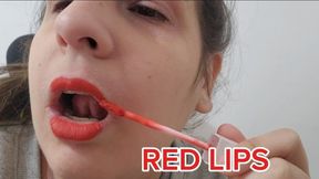Chubby girl Gets Ready for a Hot Date – Red Lipstick Fetish, Big Mouth Seduction & Close-Up Lip Play