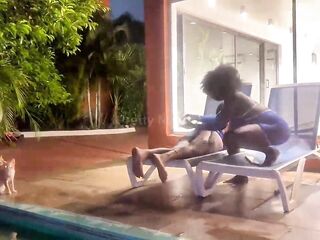 Outside Pool Side Tantric Massage Session Of My Booty & Bazookas By The Swimming Pool Night time Joy (Full Movie On Membership)