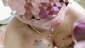 Early morning shower sex and facial cumshot