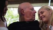 Age Gap Threesome: Blonde and Brunette Share Mature Man - Exclusively at Oldje-3some