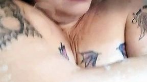 Slutty grandma playing in the bathtub