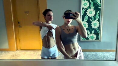 Gina Gerson gets intimate with her lover in a steamy bathroom shower