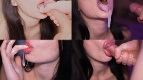 Cum In Mouth & On Lips Compilation! Swallow Cum Play