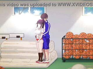 Sexy college lady having sex in a gymnastics stadium in erotic ryona hentai game movie scene