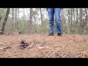 undressing in the woods