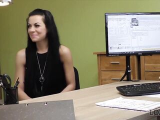 LOAN4K. Captivating Russian gal rides jock of loan agent in his office
