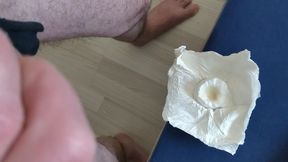The result after 8 days: First, my pad has to soak up one load after another of my pre-cum, and then my intense orgasm.