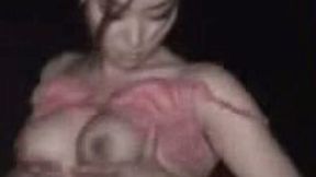 Sexy and playful Chinese hottie puts on a great striptease show