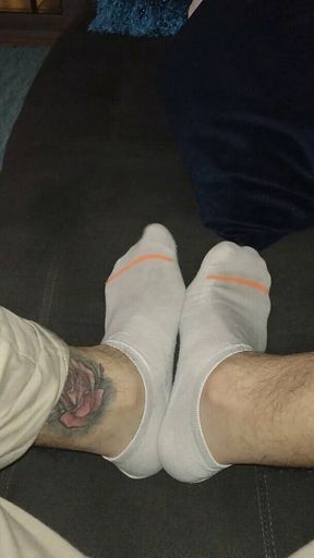 Old Worn White Stockings ( Male Feet)