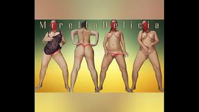 Mirella Delicia naughty bitch dancing in a purple sheer dress and red panties wiggling yummy doing striptease