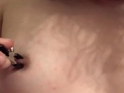 Diapered Edging Tgirl tries nipple clamps for the first time after daddy commanded her