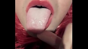 Tranny eating own cum