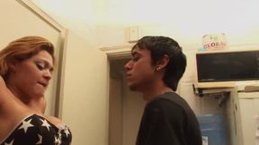 Tranny treats gay guy to her hard cock leaving his ass gapped