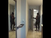 wetsuited orca almost caught at hotel door