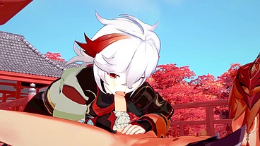 Genshin Impact Yaoi - Kazuha x Tartaglia Blowjob - Japanese Asian Manga anime game porn