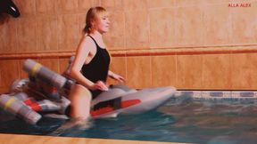 Alla hot fuck big inflatable spaceship in the pool!!!