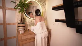 Stepsister gives sloppy POV blowjob before doggy fuck