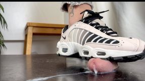 Severe Shoejob in Nike Air Sneakers - Cock Trampling and Crushing in used Nike Air Sneakers - CBT, Giantess Views, Sneaker fetish - Tramplegirl Leila destroying her slaves cock - huge cumsqueezing - 4k