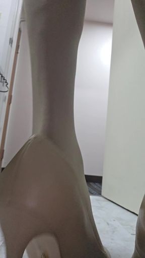 Wearing my blue dress and beige heels