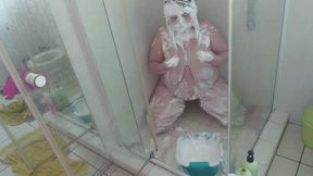 Naked Head Dunking in Whipped Cream