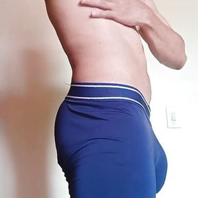 Boy Exercising at Home Shows His Ass and Cock on Camera